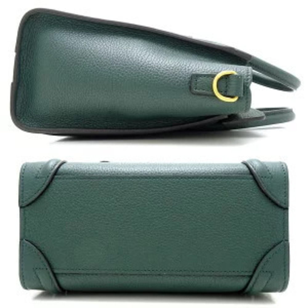 Celine Green Bag Luggage Calfskin Dark Drummed